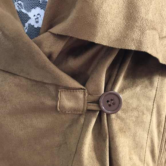 Boston Proper Brown Faux Suede Cropped Jacket Womens‎ 4 Wide Collar - Picture 2 of 11